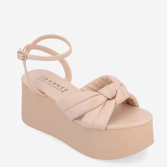Journee Collection Lailee Nude Strappy wedge Sandals Size 8 - Picture 1 of 9